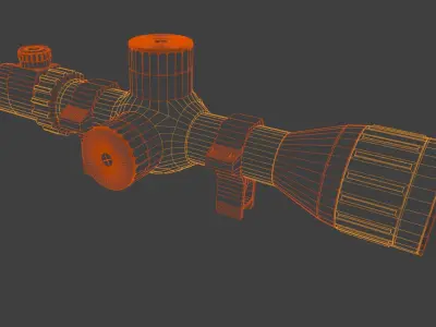 High-Detail Black Scope 3D Model with Glossy Finish 3D model