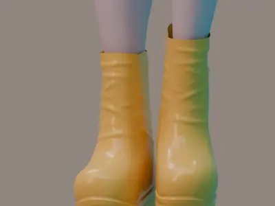 High Poly 3D Platform Boots with Cheese Design 3D model