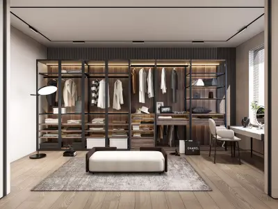 Dressing room  Wardrobe closet full Scene 3D model