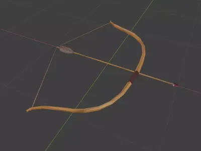 wooden bow and arrow Free low-poly 3D model