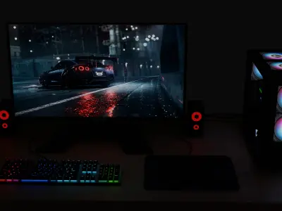 gaming pc 3d model Free low-poly 3D model