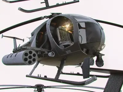 MH-6 Little Bird And  MH 6J  Helicopter Low-poly 3D model