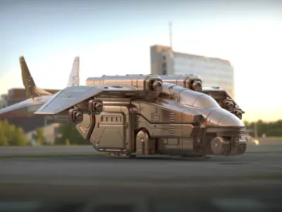  Dropship helicopter ship airship dirigible areoboat 3D print model