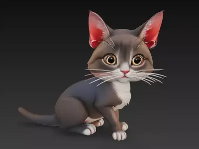 Cat Realistic 3D Model Basic - Low Poly Realistic Low-poly 3D model