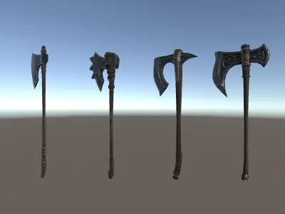 PBR Fantasy Weapons Axes Low-poly 3D model