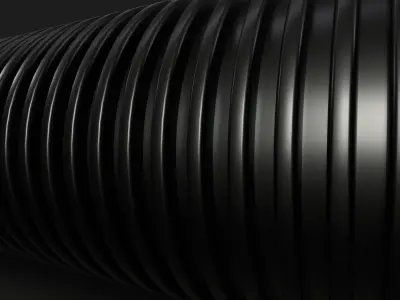 4 Foot by 1 Foot Black Corrugated Tube Free 3D model