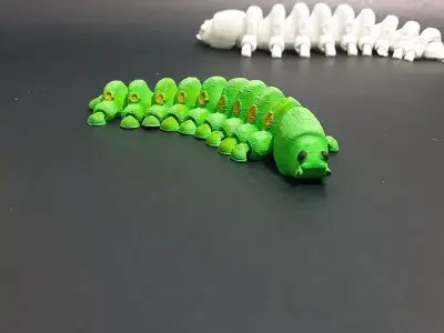 Caterpillar Flexible articulated print-in-place Free 3D print model