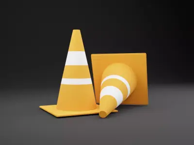 Low poly traffic cone Low-poly 3D model