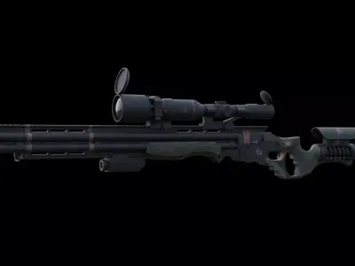 Soviet Cyberpunk Tactical Railgun Sniper 3D Model Low-poly 3D model