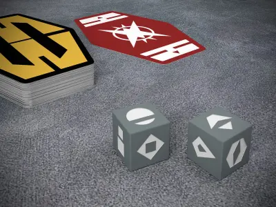 Sabacc Cards and Spike Dice - printable Low-poly 3D model