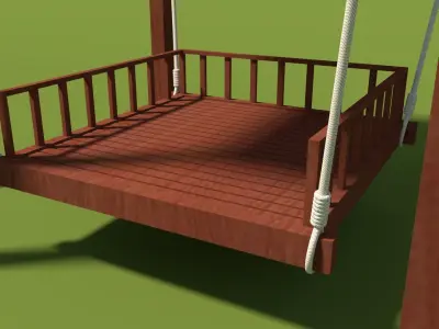Wooden Bed Swing Free 3D model
