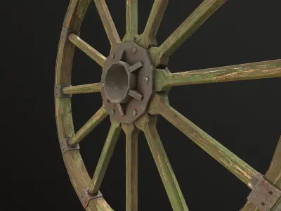Wagon Wheel 4 Low-poly 3D model
