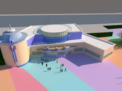 Cartoon colorful childrens theme park many amusement equipment 3D model