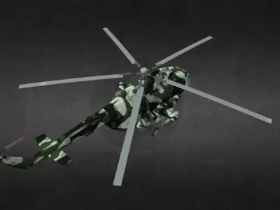 MI-17 camouflage helicopter Low-poly 3D model