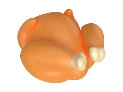 Cartoon Grilled Chicken Low-poly 3D model