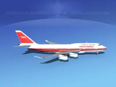 Boeing 747-400 TWA 1 3D model