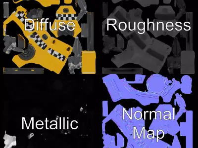 Yellow Surveillance Drone model pack Low-poly 3D model