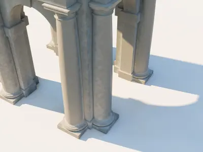 Arched portico in Tuscan order with 3 4 columns  3D model