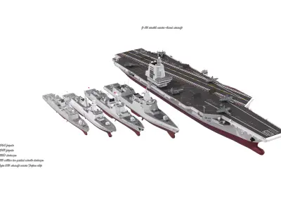 China  003 Fujian aircraft carrier  destroyer frigate package 3D model