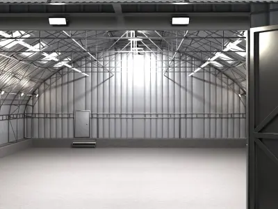 Arched hangar Free low-poly 3D model