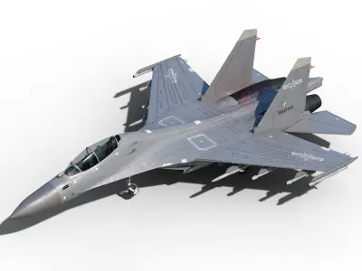 PBR Chinese Shenyang J-16 multirole fighter J16 Flanker Low-poly 3D model