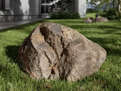  Dark Warm Toned Marbled Large Rock Boulder Model 