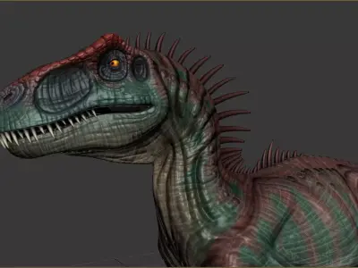 Allosaurus Dinosaur Rig and Animations Low-poly 3D model