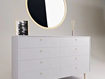 Wood White Sideboard Free 3D model