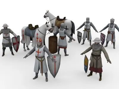 Knight Crusader Low-poly 3D model