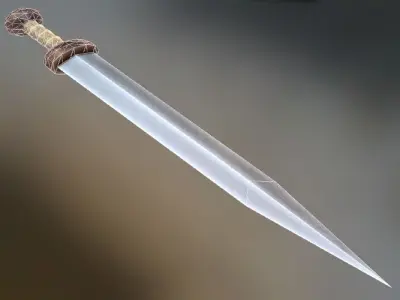 Low-Poly Gladius sword with wooden handle Low-poly 3D model