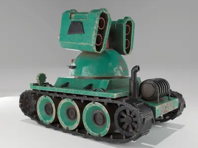 Low-poly 3D model of an anti-aircraft gun Low-poly 3D model