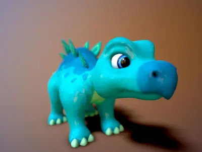 cartoon baby stegosaur Low-poly 3D model