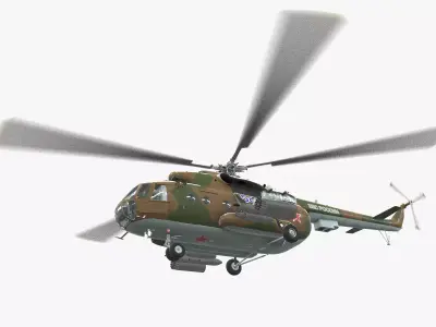 Mi-8MT Russian Air Force Animated Low-poly 3D model