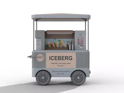 Futuristic Ice Cream Cart Low-poly 3D model