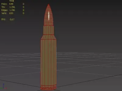 300 Ruger CM Ammo Low-poly 3D model