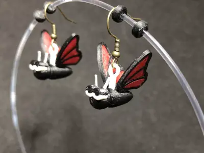 Lazy Butterfly Earrings Free 3D print model
