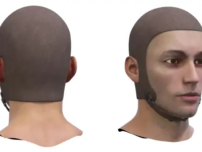 Aircraft Deck Crew Head with Safety Helmet Yellow Used 3D model