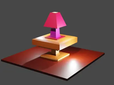 Table and table lamp Free low-poly 3D model