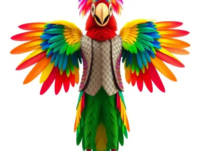 Vibrant Feathered Parrot Character Model with Detailed Textures Low-poly 3D model