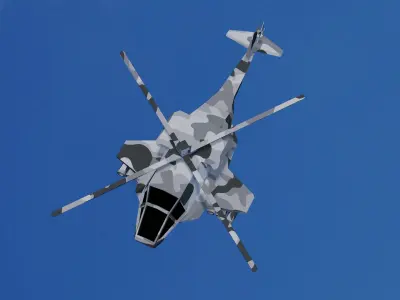 Helicopter flying in sky Low-poly 3D model
