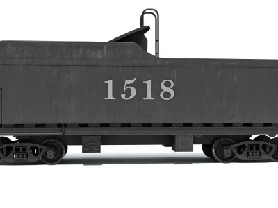 Black Railway Coal Carrying Car Steam Train 3D model