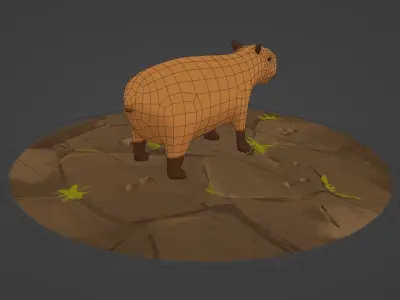 Capybara Cartoon Low-poly 3D Model Low-poly 3D model