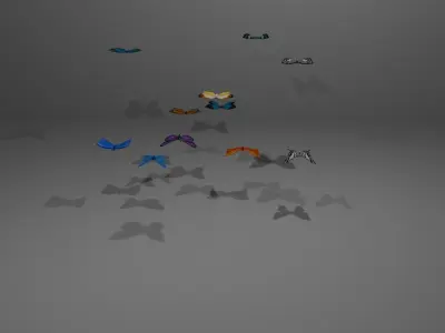 Butterfly Set 11 pieces Low Poly Free low-poly 3D model