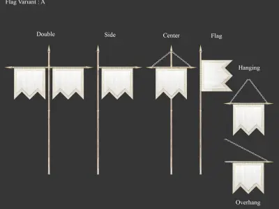 Medieval Noble Decoration Flags and Banners Low-poly 3D model