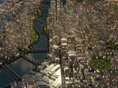 3D City A1 Night 3D model