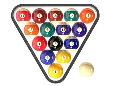 Cue stick and balls  Low-poly 3D model