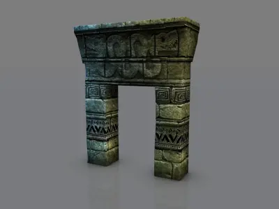 Aztec mayan gate Low-poly 3D model