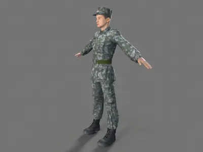 China soldier Low-poly 3D model