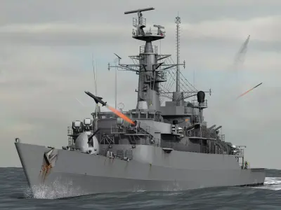 Amazon-Class Type 21 Frigate Low-poly 3D model