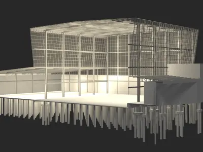 Factory building in section cut 24ZZ36 3D model